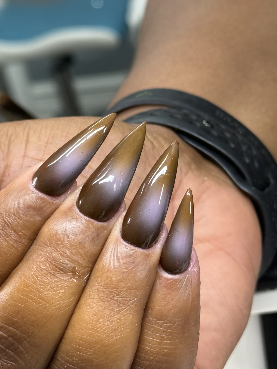 Brown ombré stiletto nails